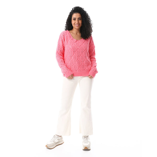 Fuchisa_Knitted_&_Perforated_OverSized_Pullover