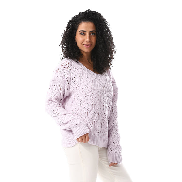 Purple_Knitted_&_Perforated_OverSized_Pullover