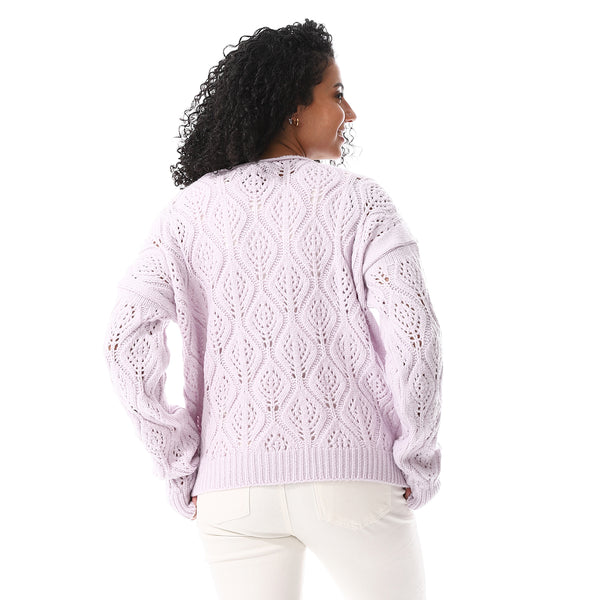 Purple_Knitted_&_Perforated_OverSized_Pullover