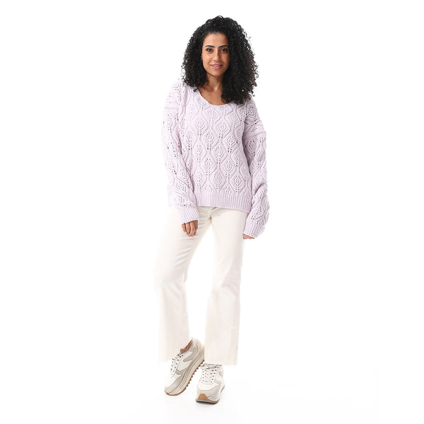 Purple_Knitted_&_Perforated_OverSized_Pullover