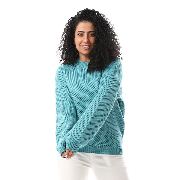 Braided_Knitted_Long_Sleeves_Pullover_Turquoise