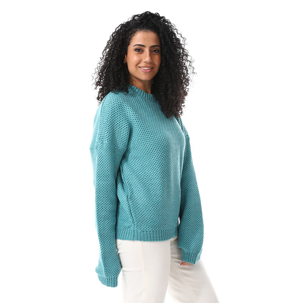 Braided_Knitted_Long_Sleeves_Pullover_Turquoise
