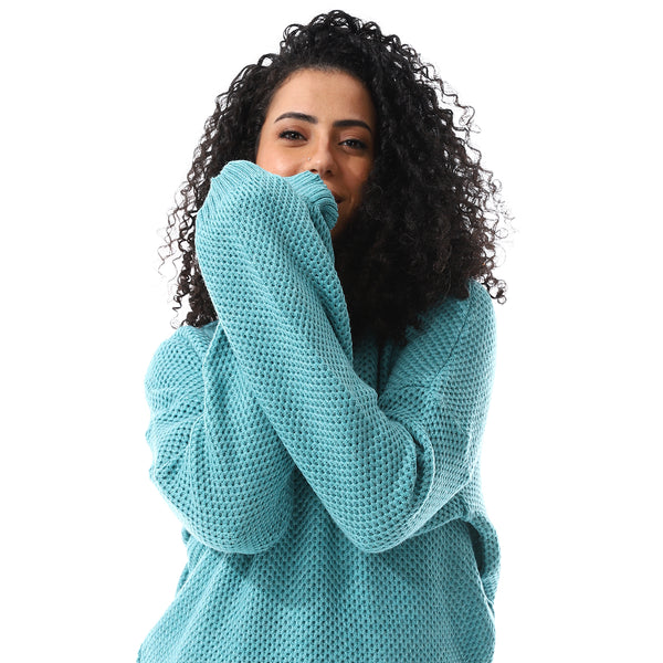 Braided_Knitted_Long_Sleeves_Pullover_Turquoise
