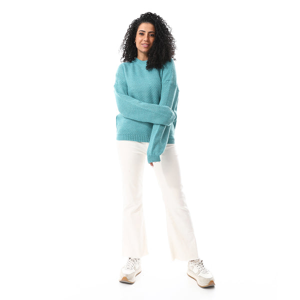 Braided_Knitted_Long_Sleeves_Pullover_Turquoise