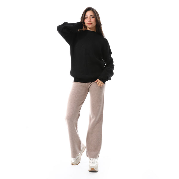 Braided_Knitted_Long_Sleeves_Pullover_Black