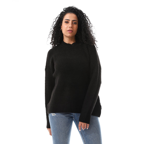 Round_Neck_Regular_Fit_Plain_Top_Black