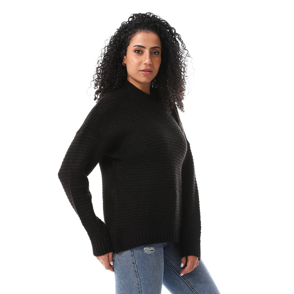 Round_Neck_Regular_Fit_Plain_Top_Black