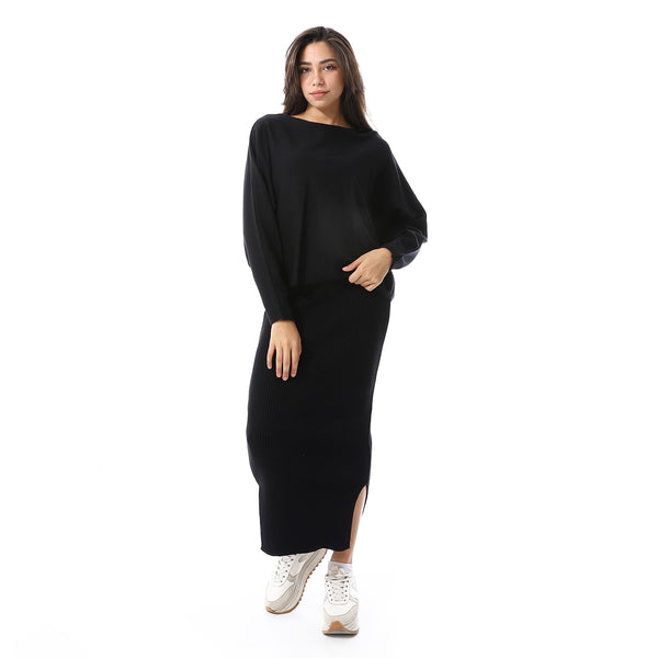 Twist_Knit_Black_Loose_Pullover