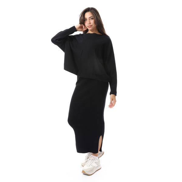 Twist_Knit_Black_Loose_Pullover