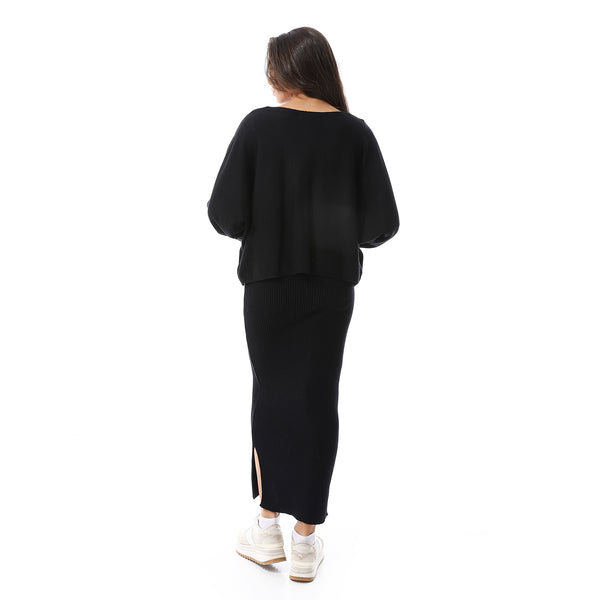 Twist_Knit_Black_Loose_Pullover