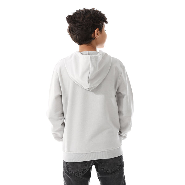 Boys Hooded Long Sleeves Plain Side Pockets Sweatshirt grey