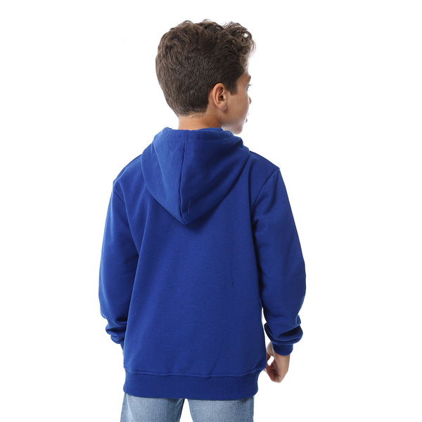Royal Blue Zipper Closure Fleeced Boys Sweatshirt