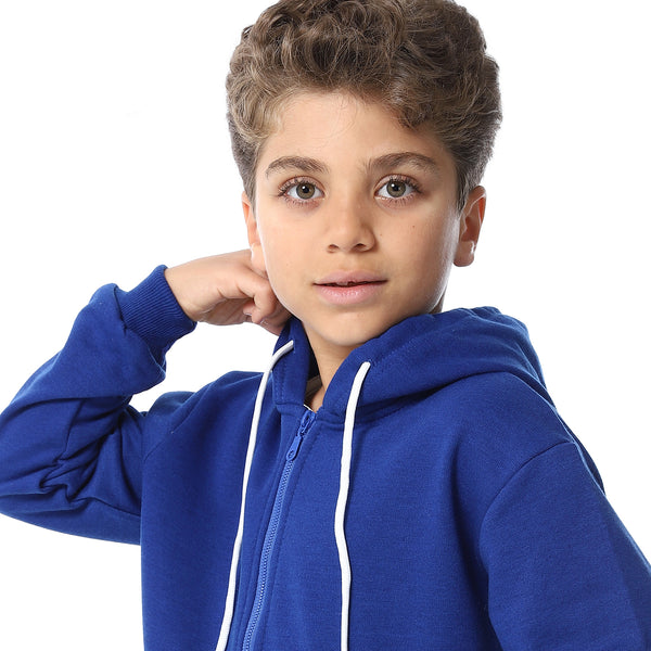 Royal Blue Zipper Closure Fleeced Boys Sweatshirt
