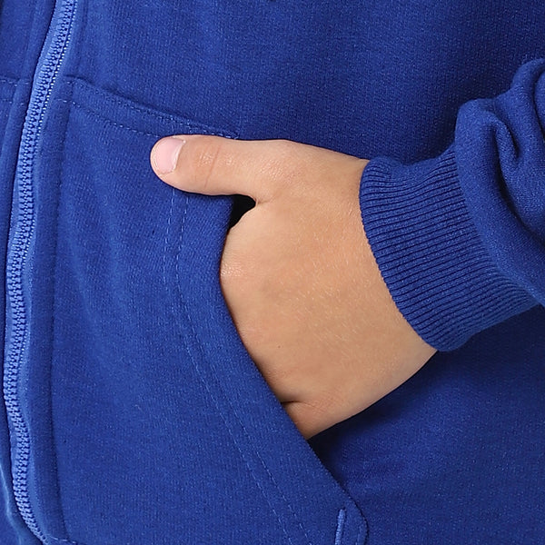 Royal Blue Zipper Closure Fleeced Boys Sweatshirt