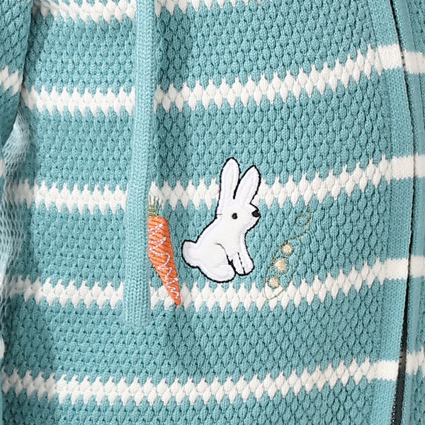 Girls Hooded Neck Striped Sweatshirt Mint