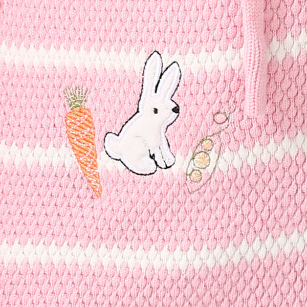 Girls Hooded Neck Striped Sweatshirt Rose