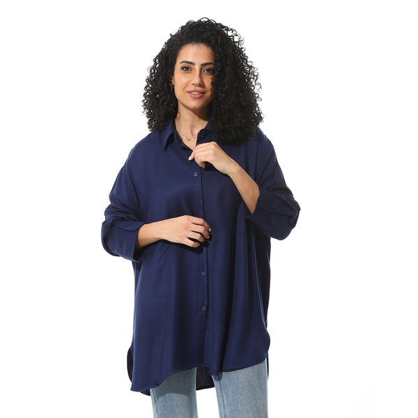 Navy-blue-poplin-shirt-long-sleeves