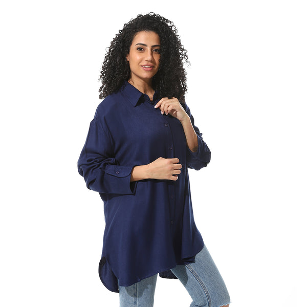 Navy-blue-poplin-shirt-long-sleeves
