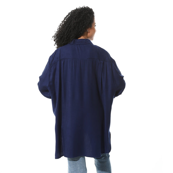 Navy-blue-poplin-shirt-long-sleeves