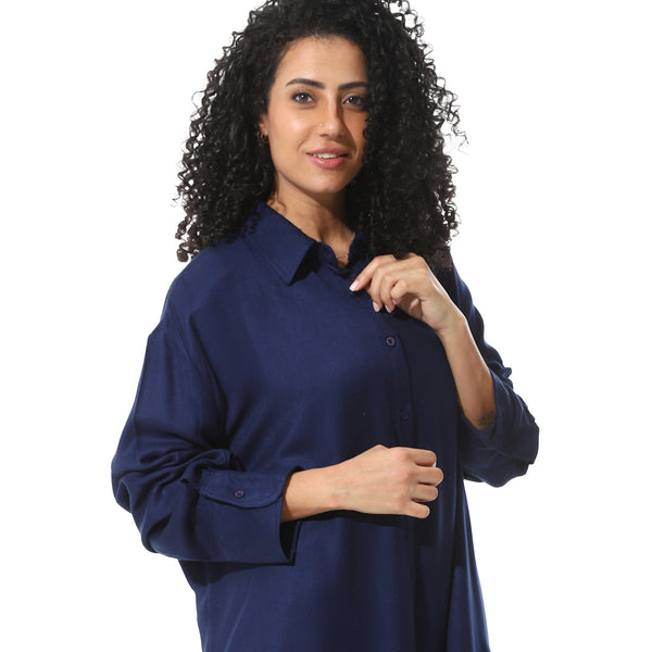 Navy-blue-poplin-shirt-long-sleeves