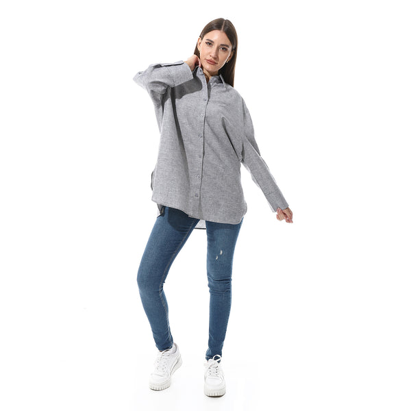 Solid_Grey_Long_Sleeves_Buttoned_Basic_Shirt