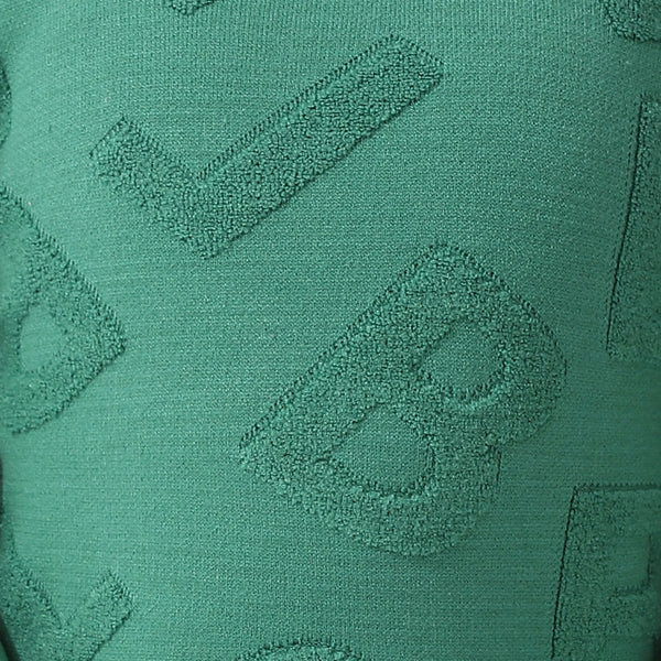 Alphabet_Ribbed_Trims_Round-Neck_Pullover Green