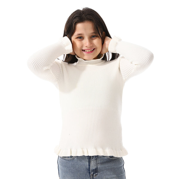 Girls Embroidered Flower Jacket With Off- White
