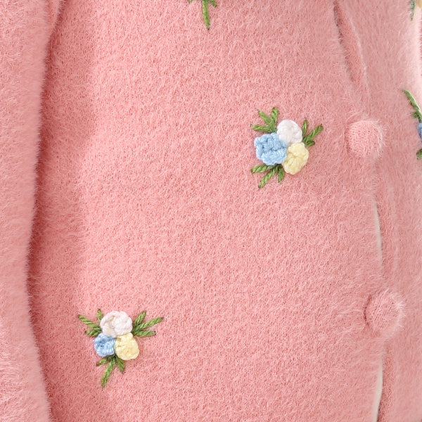 Girls Embroidered Flower Jacket With Off- White