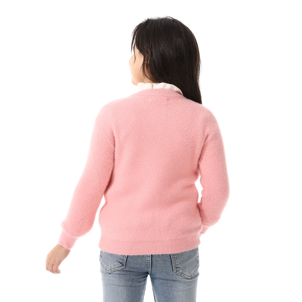 Girls Embroidered Flower Jacket With Off- White