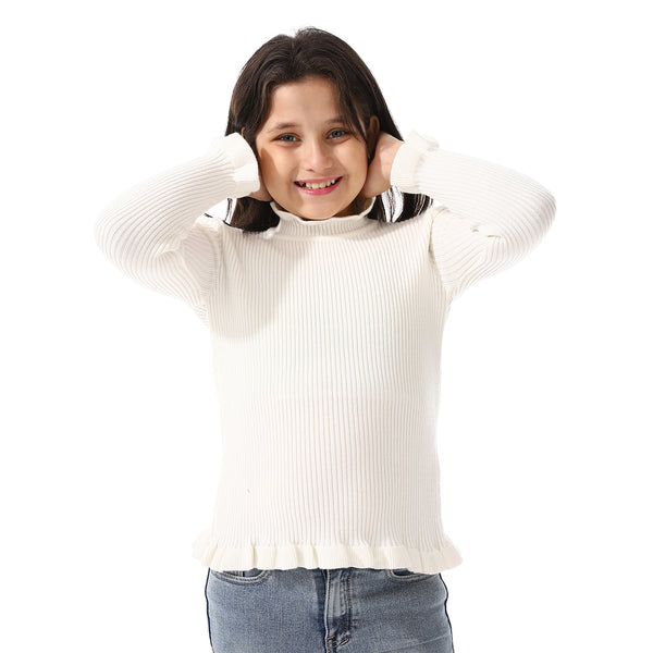 Girls Embroidered Flower Jacket With Off- White