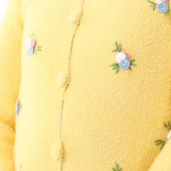 Girls Embroidered Flower Jacket With Off- White