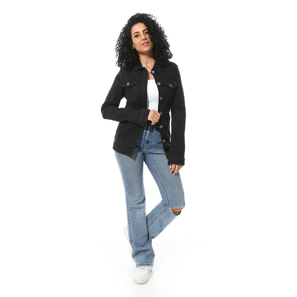 Casual_Long_Sleeves_Denim_Jacket_-_Grey
