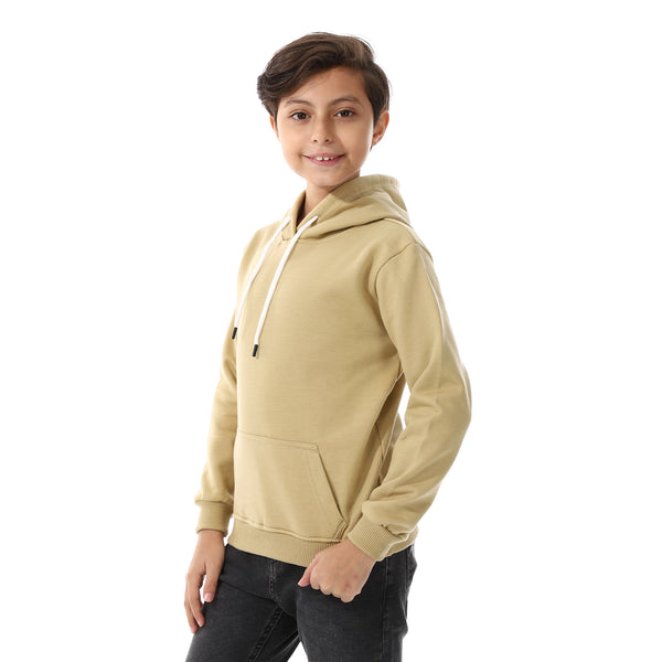 Long Sleeves Beige Slip On Hoodie For Boys