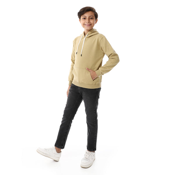 Long Sleeves Beige Slip On Hoodie For Boys
