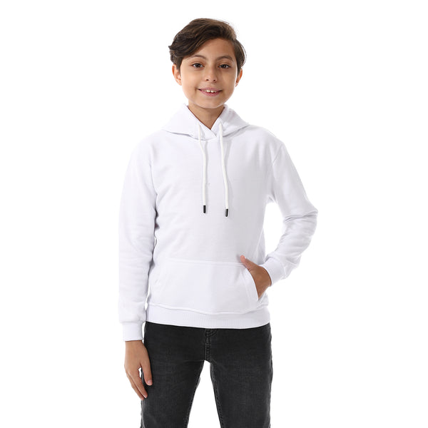 Long Sleeves White Slip On Hoodie For Boys