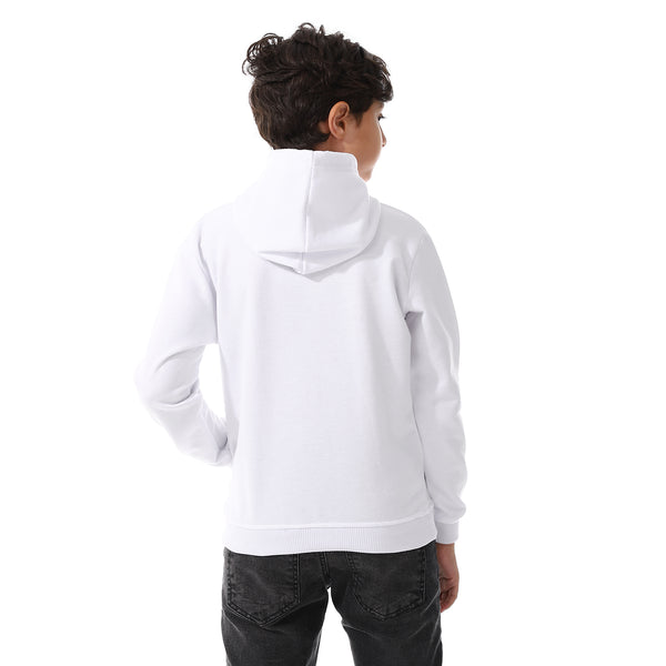 Long Sleeves White Slip On Hoodie For Boys