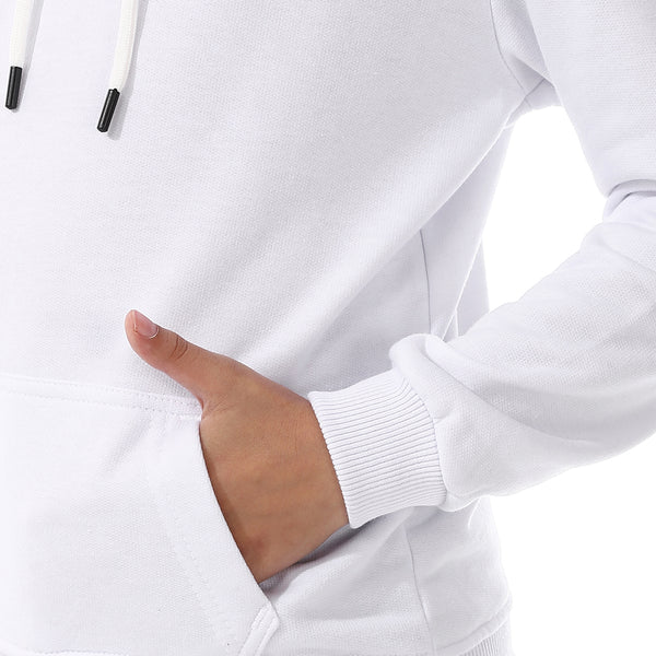 Long Sleeves White Slip On Hoodie For Boys