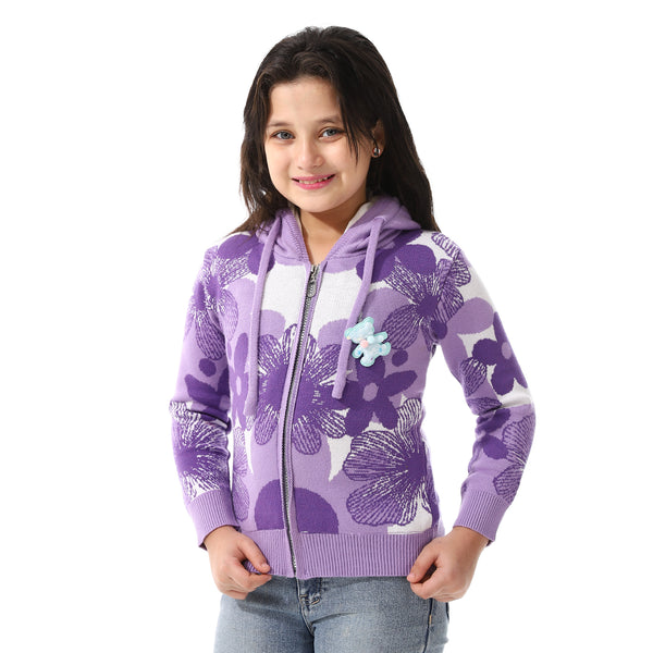 Girls_Self_Patterned_Sweatshirt_With_A_Pin-on_Toy