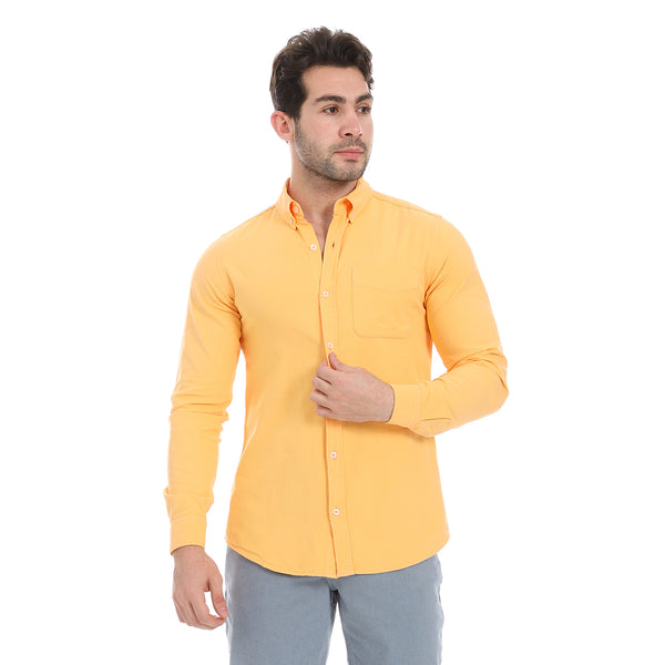 Fitted_Orange_Gabardine_Casual_Shirt