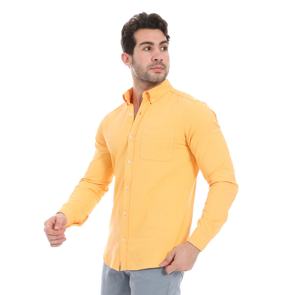 Fitted_Orange_Gabardine_Casual_Shirt