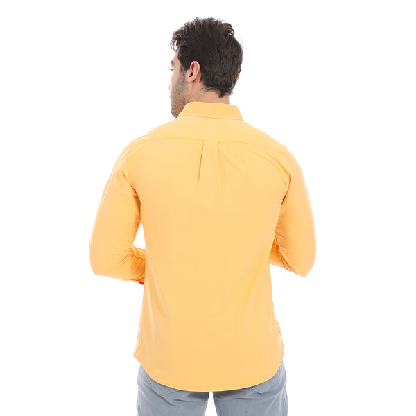 Fitted_Orange_Gabardine_Casual_Shirt