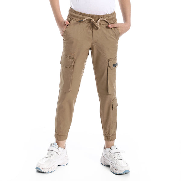 Dark_Beige_Elastic_Waist_Boys_Cargo_Pants