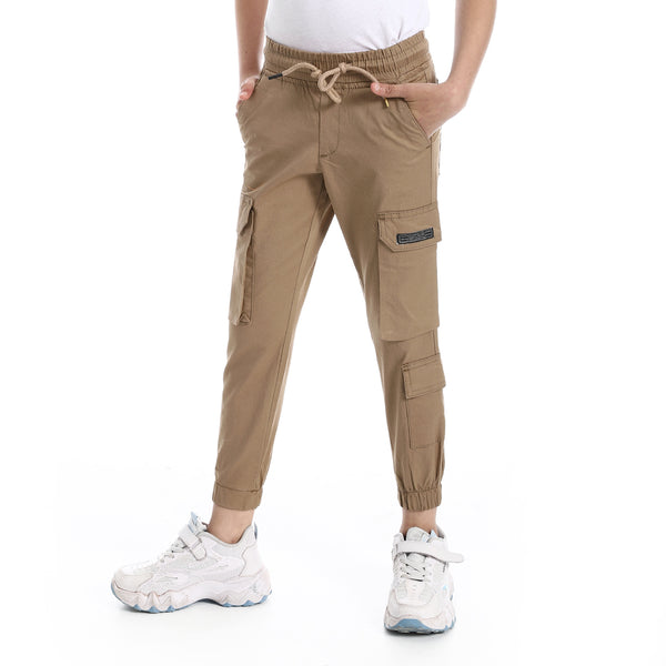 Dark_Beige_Elastic_Waist_Boys_Cargo_Pants