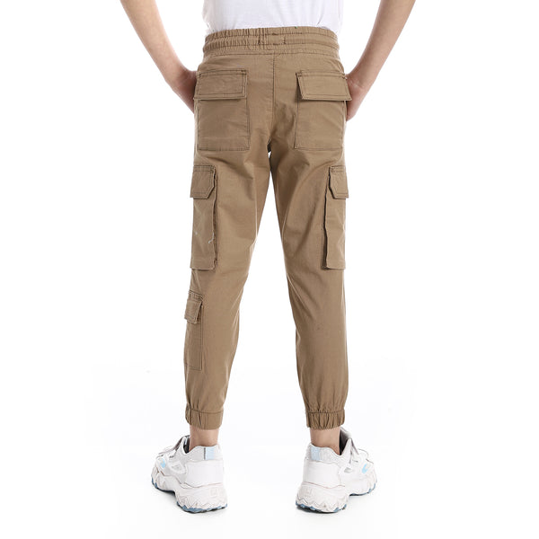 Dark_Beige_Elastic_Waist_Boys_Cargo_Pants