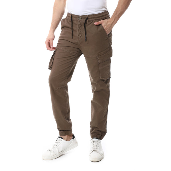 Cafe Fly Zipper Button Cargo Pants