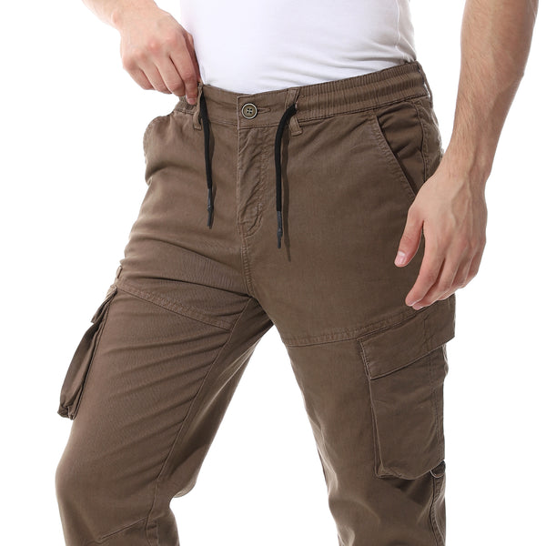 Cafe Fly Zipper Button Cargo Pants