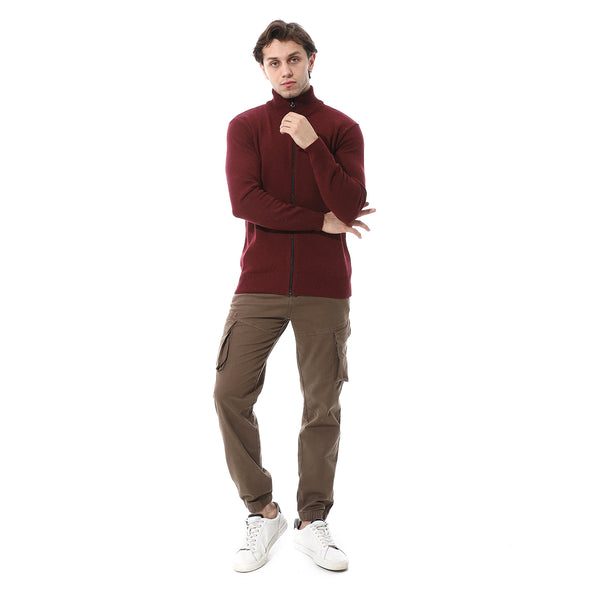 Cafe Fly Zipper Button Cargo Pants