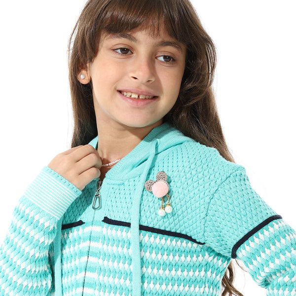 Girls_Hooded_Neck_Long_Sleeve_Knitted_Sweater_-_Light_Green_&_White