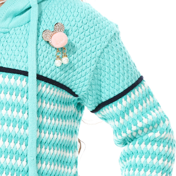 Girls_Hooded_Neck_Long_Sleeve_Knitted_Sweater_-_Light_Green_&_White