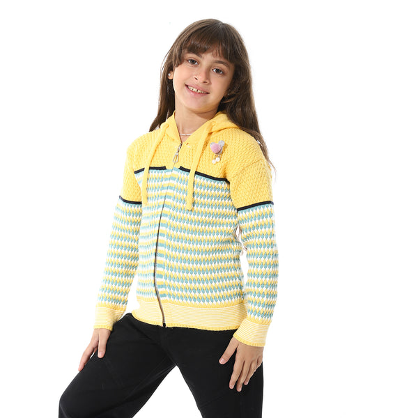 Girls_Hooded_Neck_Long_Sleeve_Knitted__Sweater_-_Yellow,_White_&_Mint_Green